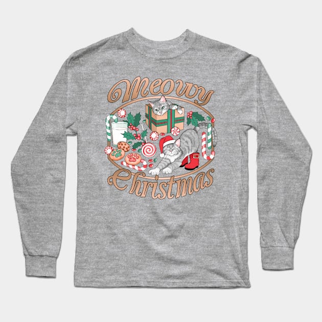 May You Have a Meowy Christmas Long Sleeve T-Shirt by PerrinLeFeuvre